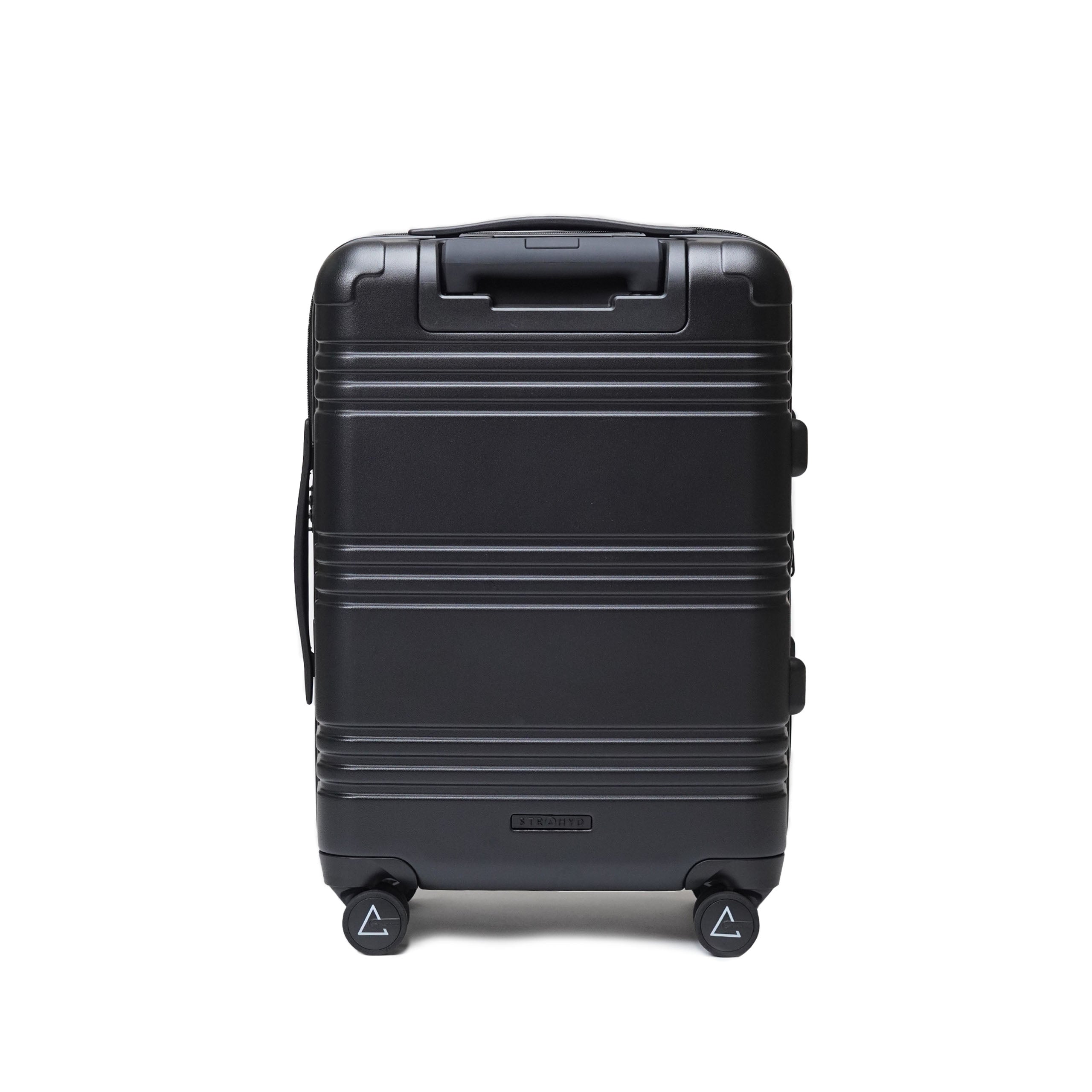 STRAHYD MAX - Maleta Expandible, Carry-On, color negro, vista trasera, ruedas Spinner 360° Hinomoto Silent-Run