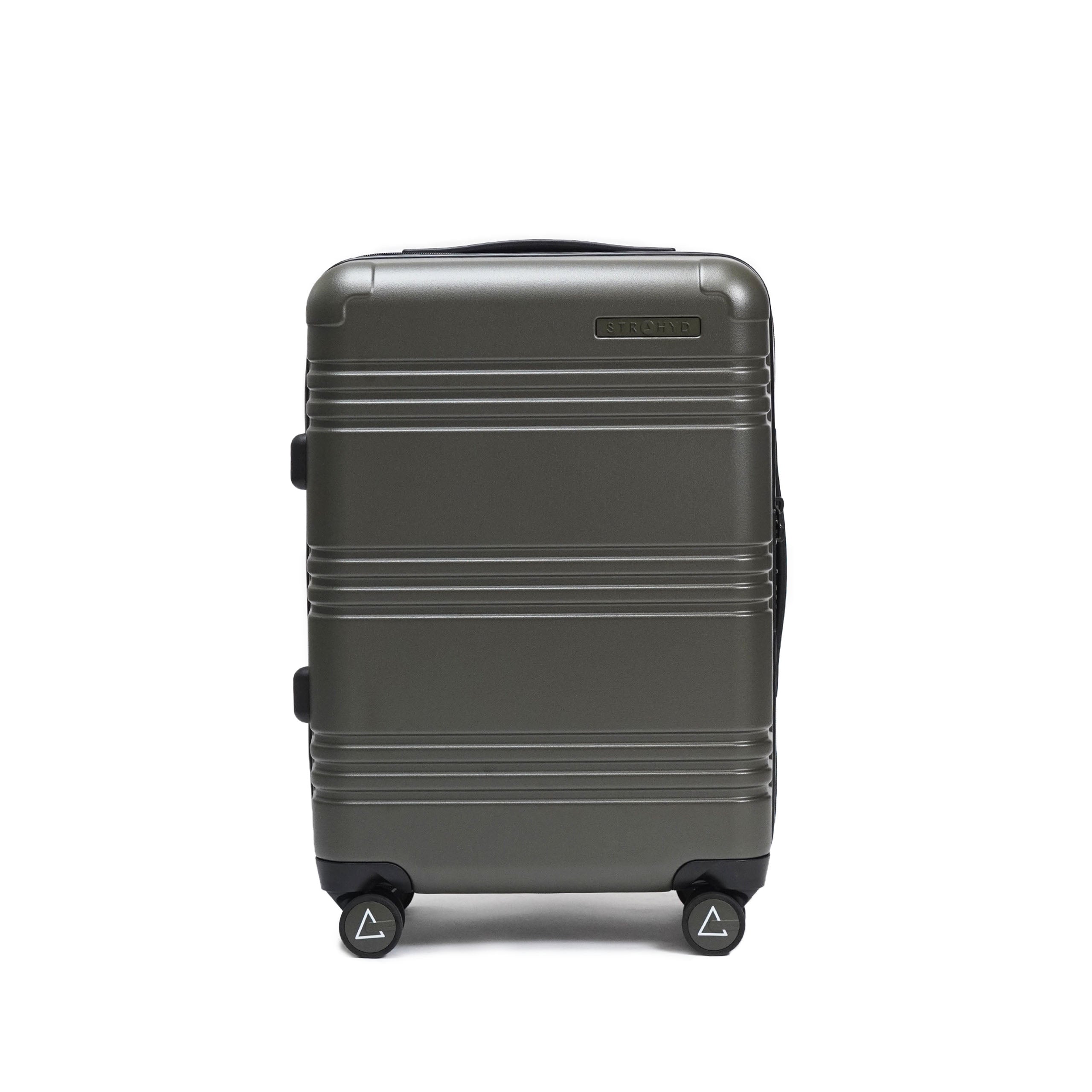 STRAHYD MAX - Maleta Expandible, Carry-On, color verde, vista frontal, ruedas Spinner 360° Hinomoto Silent-Run