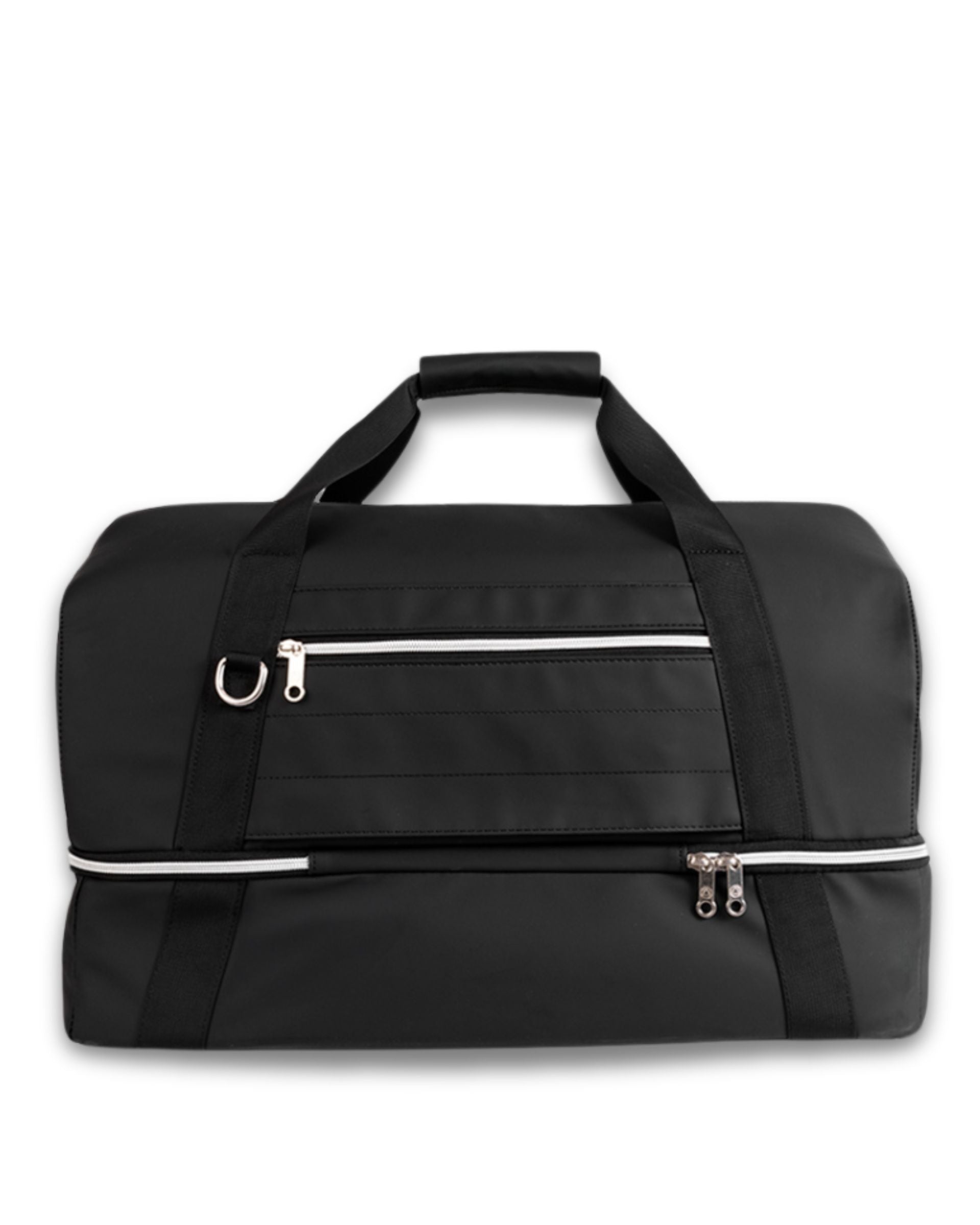 #color_black matte Bolsa de viaje STRAHYD duffle bag negra sobre superficie clara