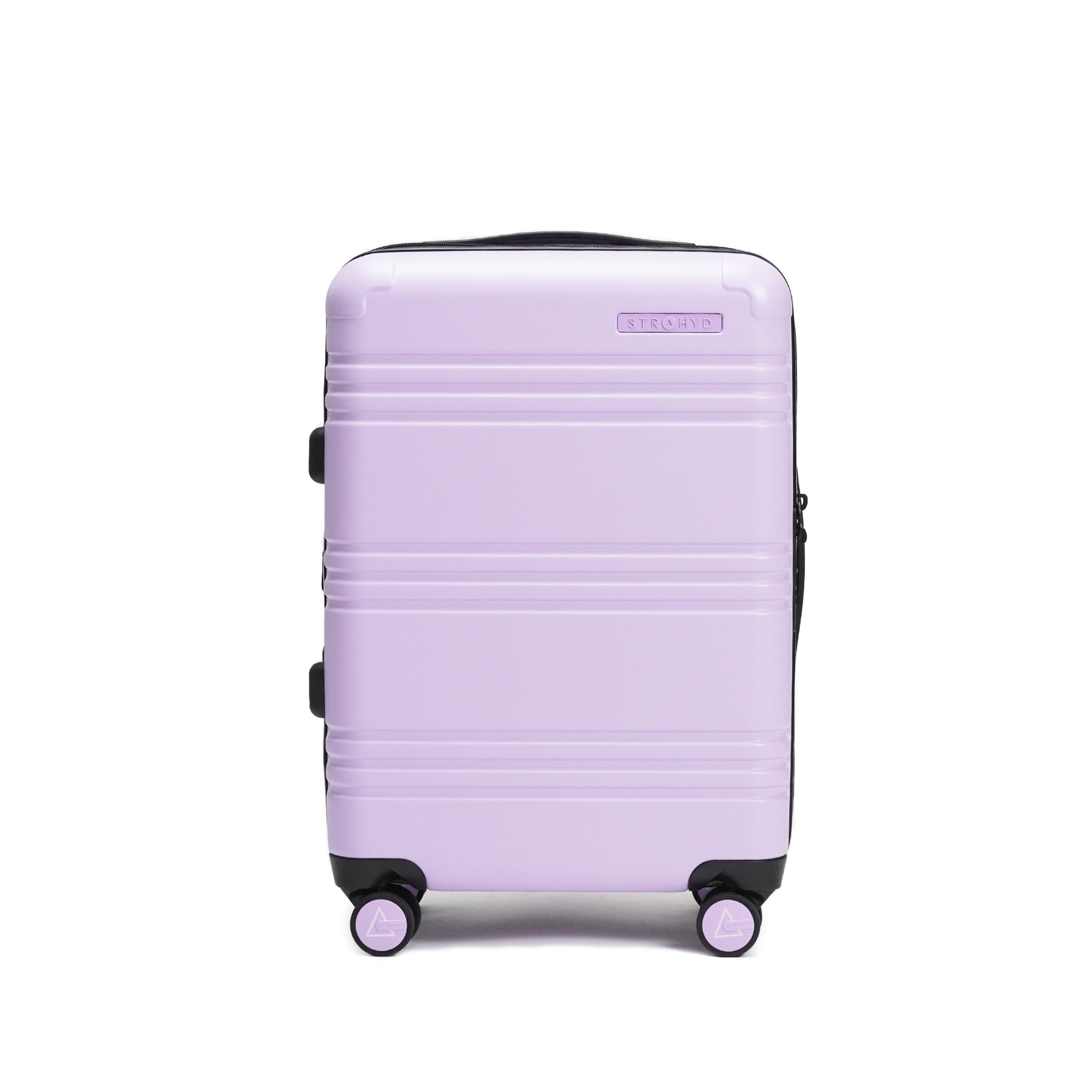 STRAHYD MAX - Maleta Expandible, Carry-On, color lila, vista frontal, ruedas Spinner 360° Hinomoto Silent-Run