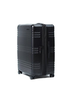 STRAHYD MAX - Maleta Expandible, Carry-On, color negro, vista isométrica, ruedas Spinner 360° Hinomoto Silent-Run, candado TSA