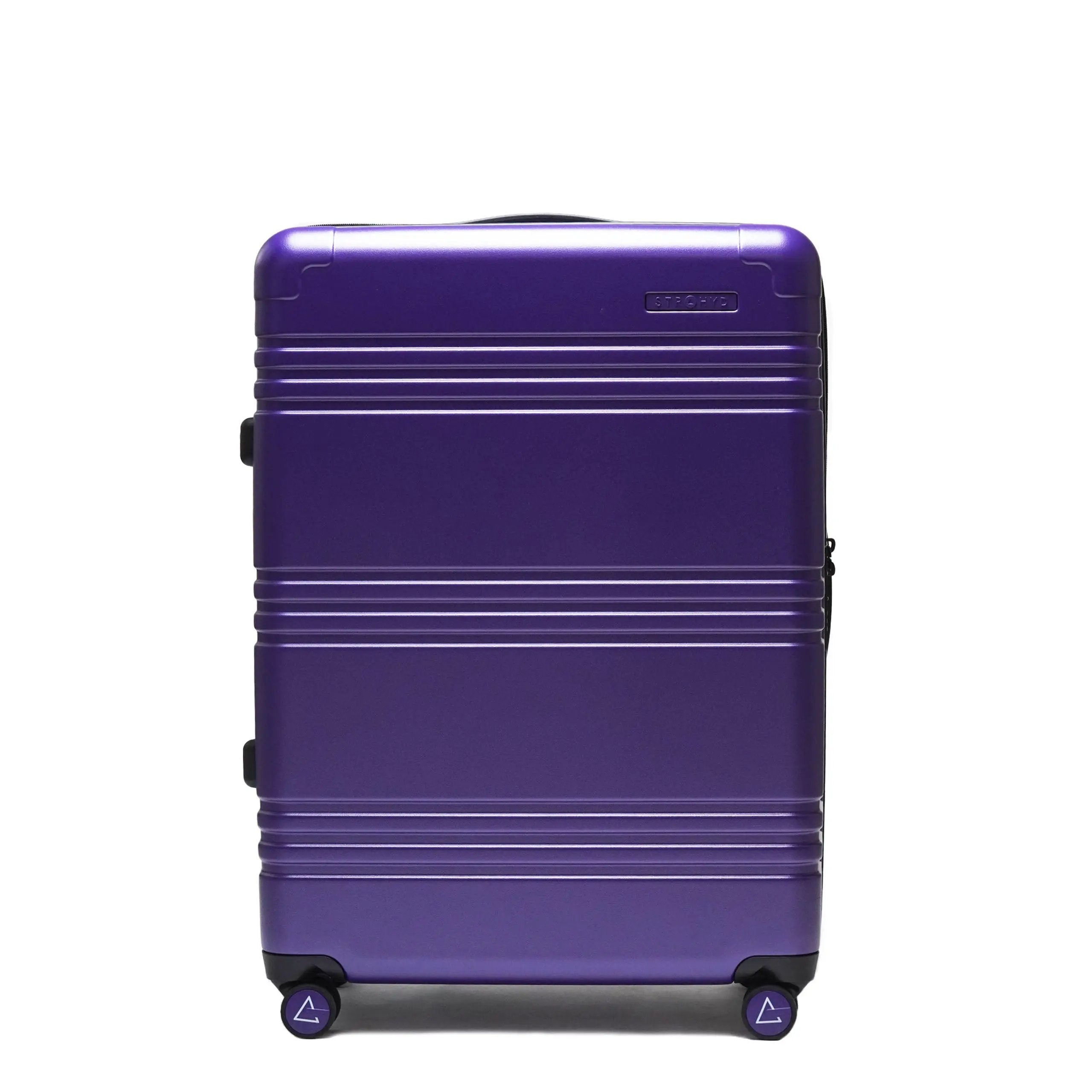 STRAHYD MAX - Maleta Expandible, Check-In L, color morado, vista frontal, ruedas Spinner 360° Hinomoto Silent-Run