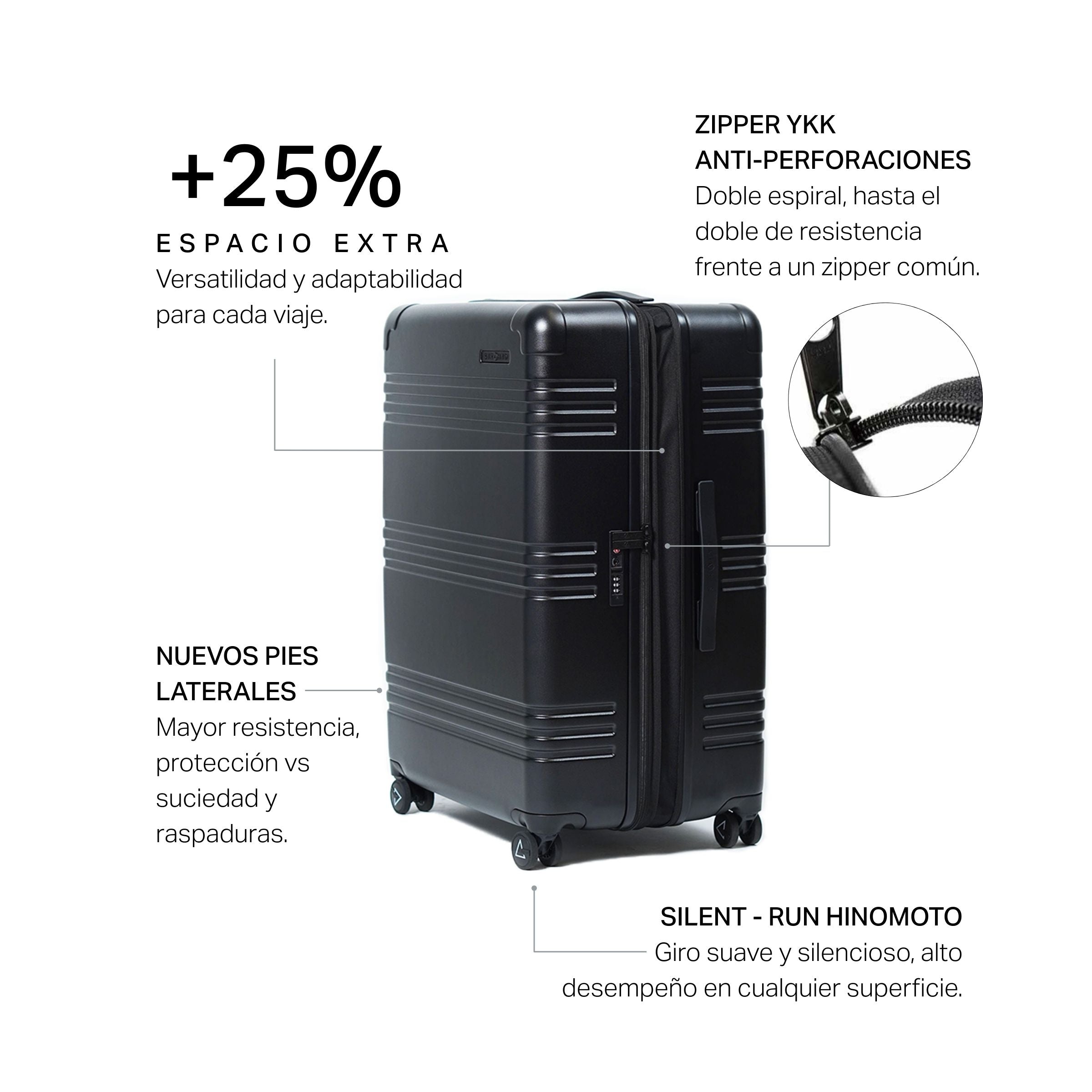 STRAHYD MAX - Maleta Expandible, nuevos pies laterales, zipper YKK Anti-perforaciones, ruedas Spinner 360° Hinomoto Silent-Run, candado TSA