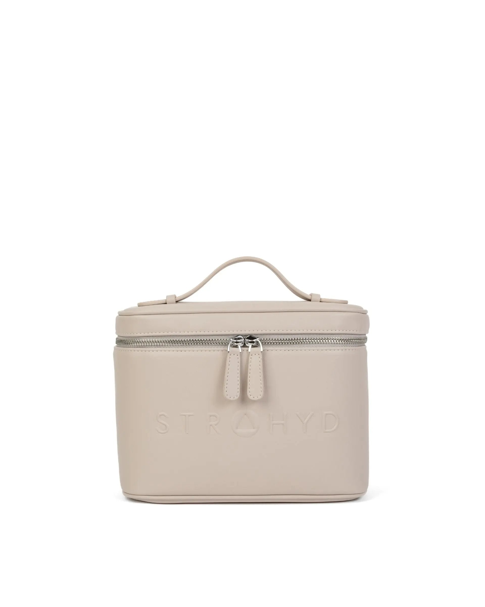 #color_soft nude Neceser STRAHYD cerrado, vista frontal sobre fondo blanco