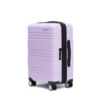 STRAHYD MAX - Maleta Expandible, Carry-On, color lila, vista isométrica, ruedas Spinner 360° Hinomoto Silent-Run, candado TSA