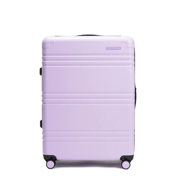 STRAHYD MAX - Maleta Expandible, Check-In L, color lila, vista frontal, ruedas Spinner 360° Hinomoto Silent-Run