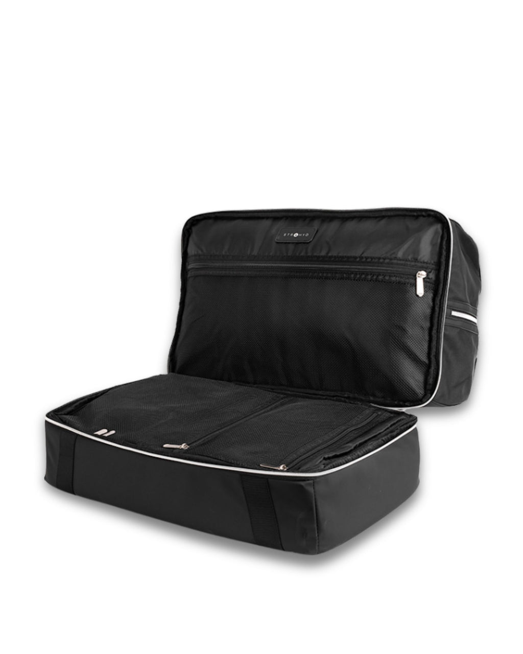 #color_black matte 
Interior amplio de duffle bag STRAHYD en nylon técnico